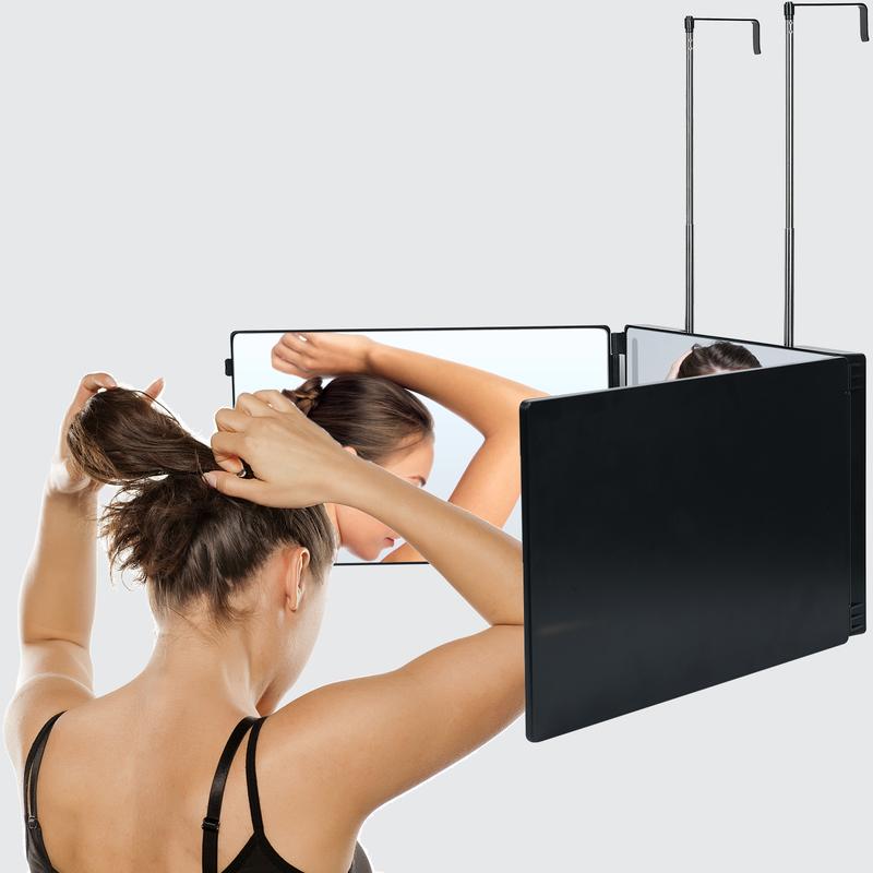 3 Way Mirror for Self Hair Cutting - Adjustable Trifold Barber Mirror Tri Fold Self Haircut System for Men and Women Braiding