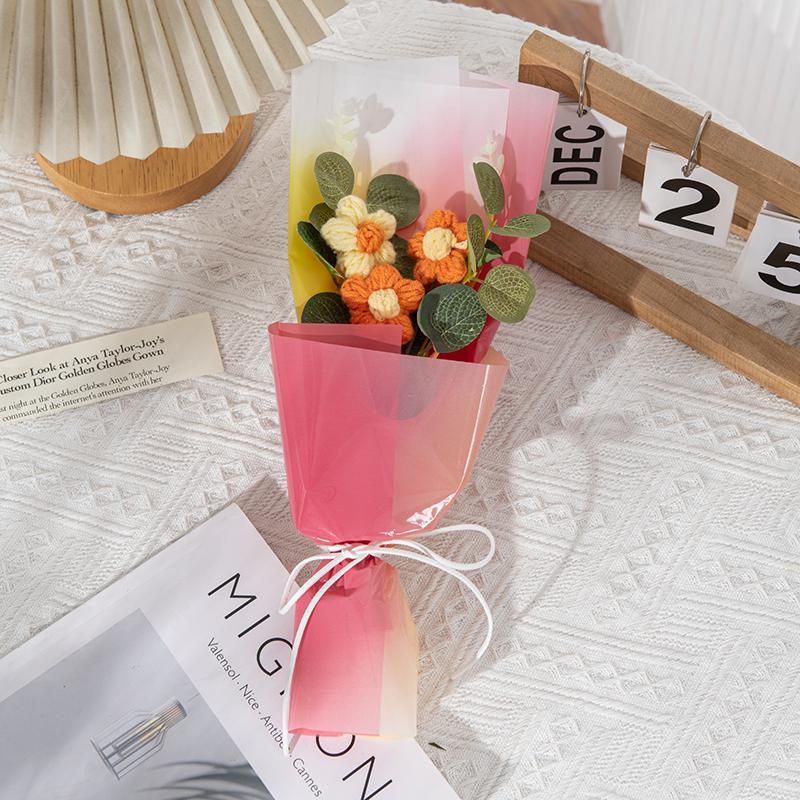 Artificial Flower Bouquet with Gift Bag, Faux Flower Bouquet, Decoration Supplies for Home Living Room Bedroom Dining Room Wedding Party