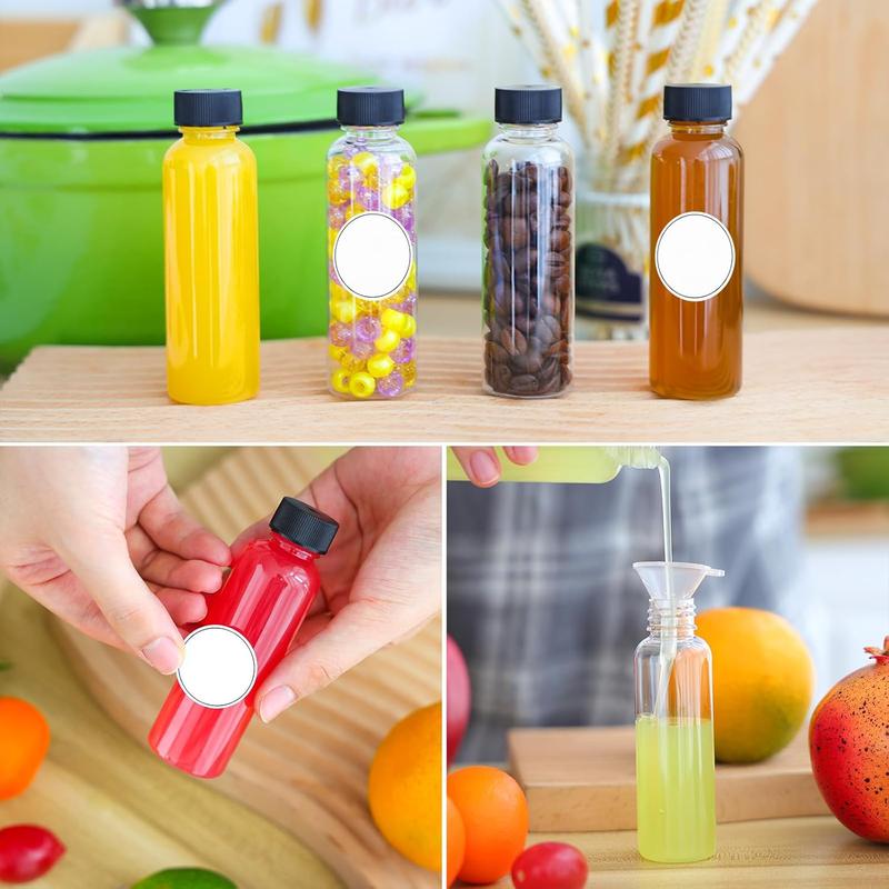 2oz Shot Bottles with Caps, 12 count Plastic Juice Bottles, Reusable Leak-proof Containers with Cap for Juices, Ginger Shot, Smoothie and Other Liquids