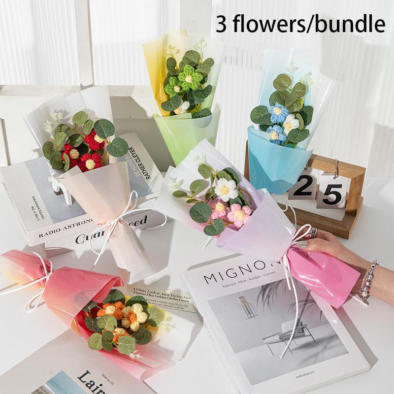 Artificial Flower Bouquet with Gift Bag, Faux Flower Bouquet, Decoration Supplies for Home Living Room Bedroom Dining Room Wedding Party