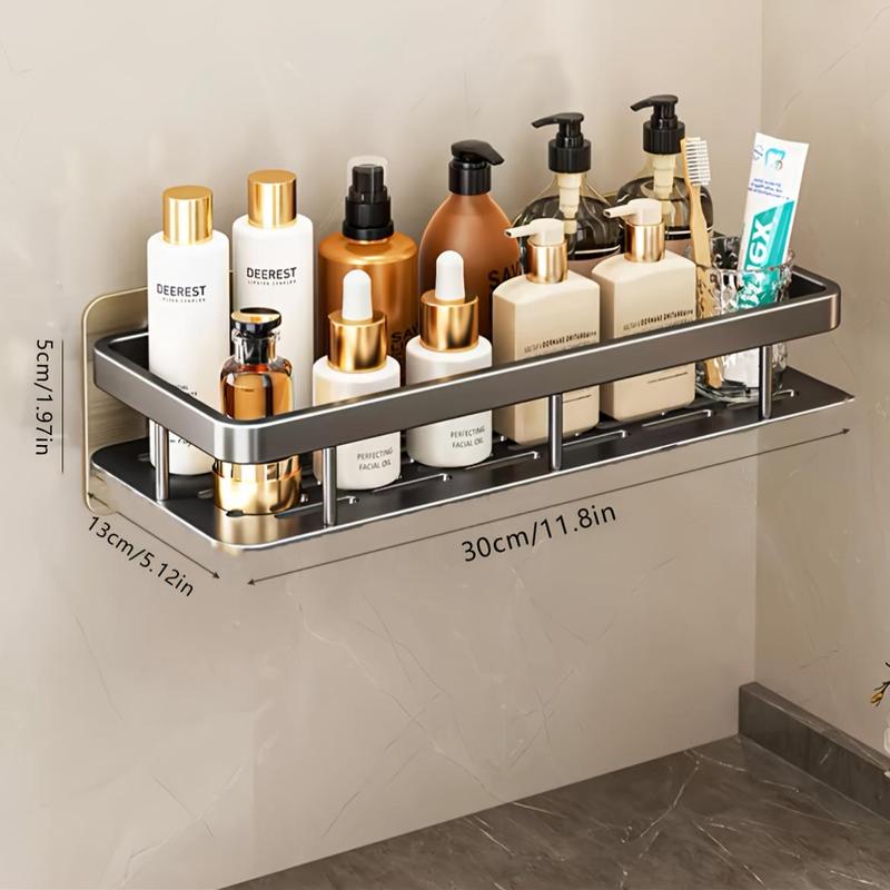 Wall Mounted Bathroom Storage Rack, 1 2 Counts Punch Free Bathroom Storage Caddy, Bathroom Organizer, Home Organizer for Bathroom, Kitchen, Living Room