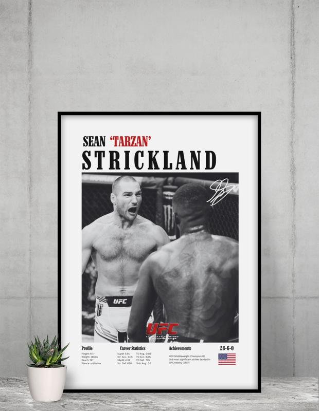 Sean Strickland Poster, UFC Poster, Poster Ideas, USA Poster, Fighter Poster, Athlete Motivation, Wall Decor