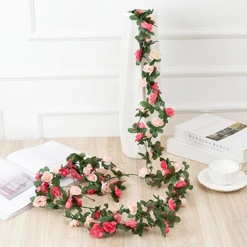 2 Pack 16.4Ft Flower Garland Artificial Rose Vines for Bedroom, Cute Fake Hanging Flower Vines Floral Garland Decorations for Wedding Party Wall Room Decor Aesthetic