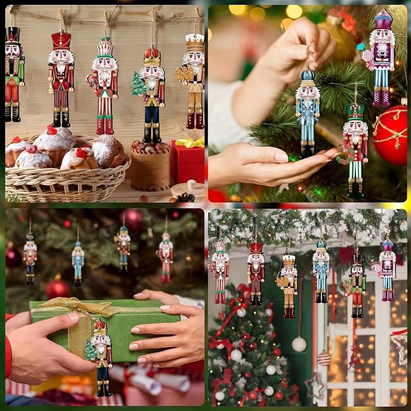 Wooden Nutcracker Design Hanging Ornament, 36pcs Christmas Themed Hanging Decoration, Pendant for Home Party Festival