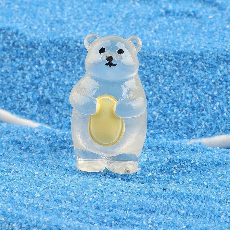 Cute Luminous Polar Bear Design Ornament, 5 Counts set Cartoon Bear Shaped Decorative Ornament, Home Decor for Living Room Bedroom Office