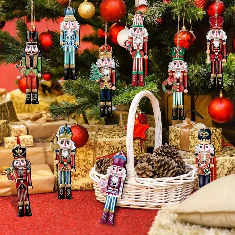 Wooden Nutcracker Design Hanging Ornament, 36pcs Christmas Themed Hanging Decoration, Pendant for Home Party Festival