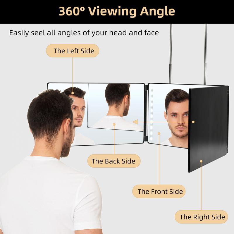 3 Way Mirror for Self Hair Cutting - Adjustable Trifold Barber Mirror Tri Fold Self Haircut System for Men and Women Braiding