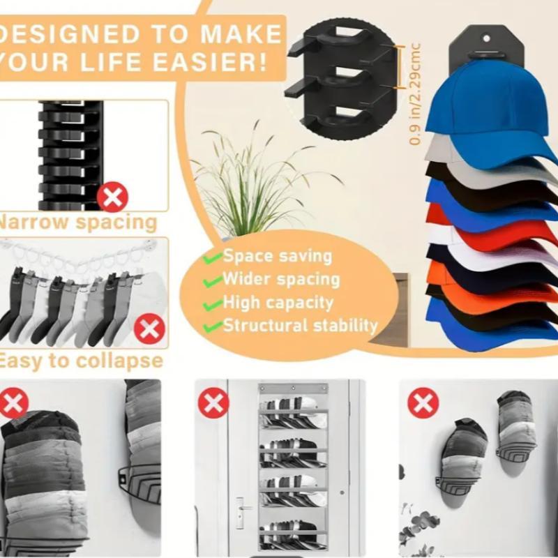 Wall Mounted Hat Storage Rack, Hat Display Rack, Hat Organizer, Hat Storage Organizer, Home Organizer for Bedroom, Living Room, Office