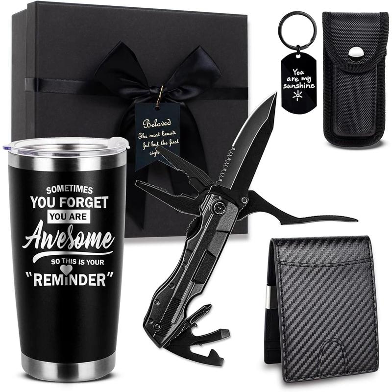 Birthday Gifts for Men Funny Christmas Gifts Baskets for Him Father's Day for Dad Anniversary Who Have Everything for Husband, Boyfriend, Brother, Son, Grandpa Tumbler Multitool Gift Set