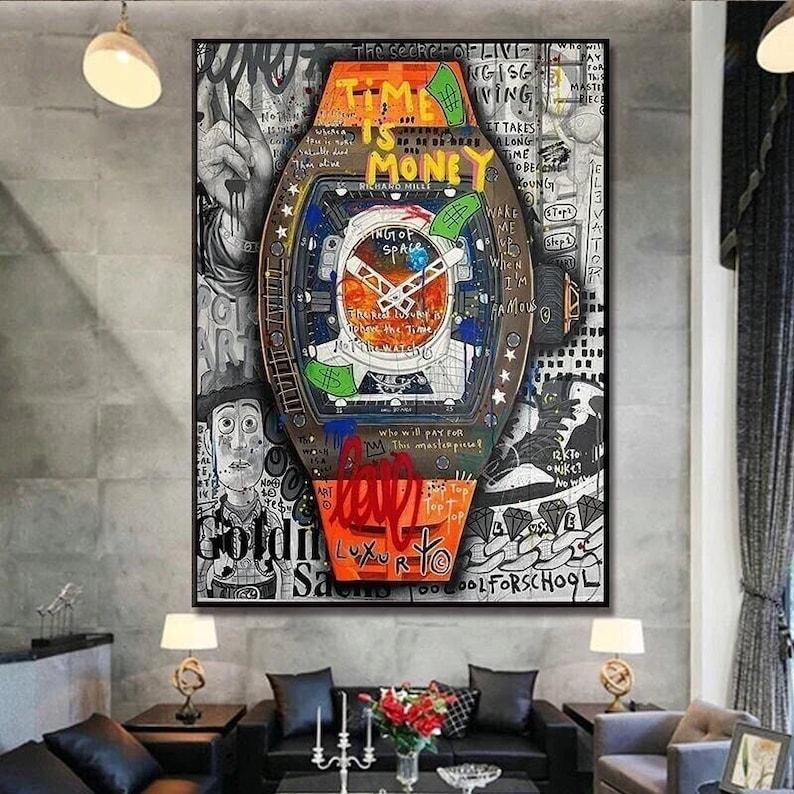 Time is Money Inspirational Pop Art Print - Stylish Wall Decor for Any Room