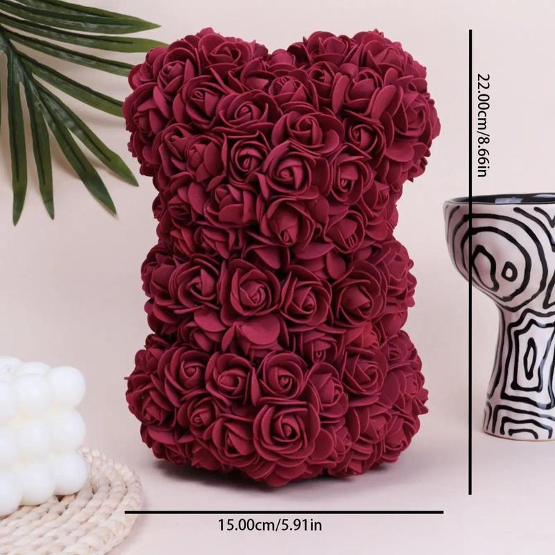 Christmas 3D Rose Bear Flower Ornament, Creative Bear Shaped Artificial Flower Decoration, Party Gift for Family & Friends, Birthday Gift Ideas