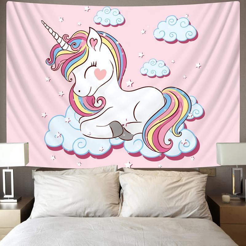 Christmas Gift - Unicorn pattern tapestry wall hanging living room dormitory landscape tapestry art pink print wall hanging tapestry Halloween gift