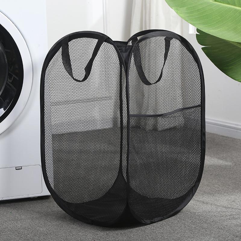 Foldable Mesh Laundry Basket, Portable Clothes Storage Basket, Household Laundry Basket for Home Use