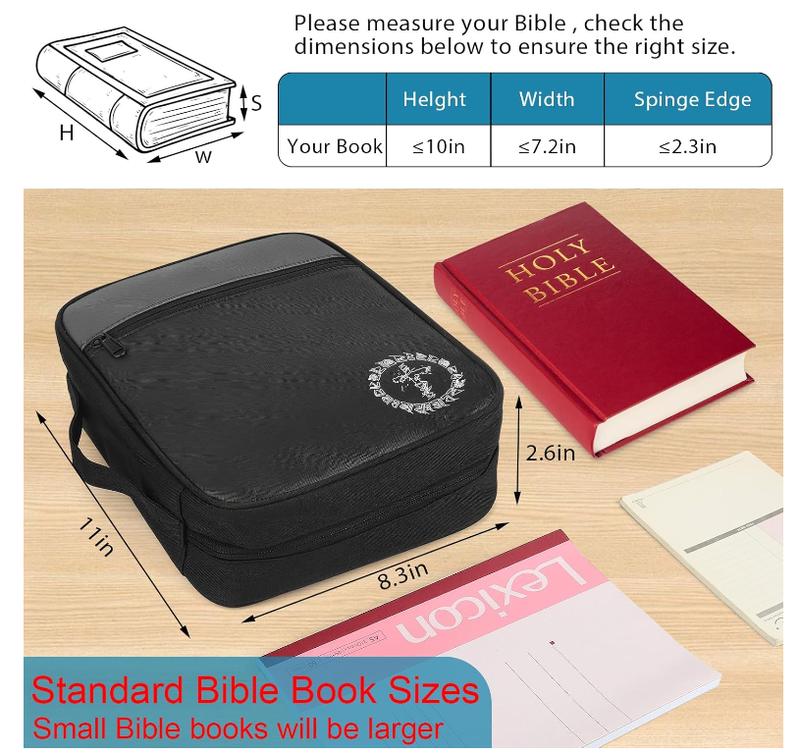 Bible Cover, Bible Carrying Book Case for Women,Protective Church Organizer Holder Bag with Handle Pockets,Christian Gift for Girls Boy and Men Grey