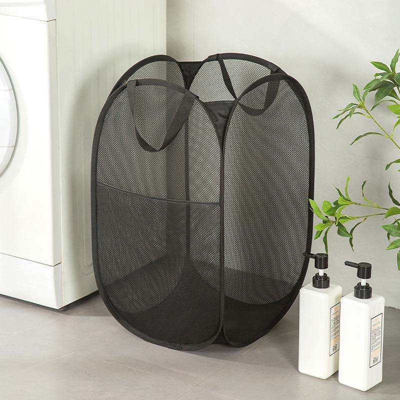 Foldable Mesh Laundry Basket, Portable Clothes Storage Basket, Household Laundry Basket for Home Use