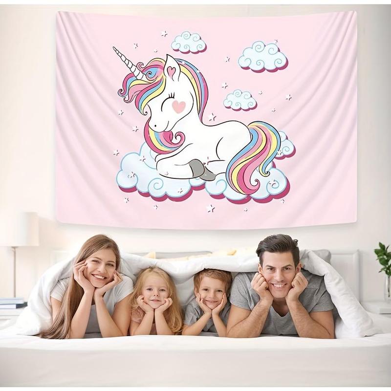 Christmas Gift - Unicorn pattern tapestry wall hanging living room dormitory landscape tapestry art pink print wall hanging tapestry Halloween gift