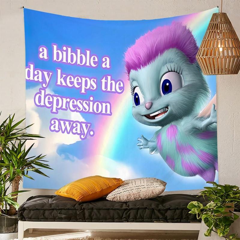 Cartoon Monster Pattern Funny Bibble Faith Tapestry, 1 Count Casual Hanging Blanket, Wall Hanging Decor for Home Living Room & Bedroom