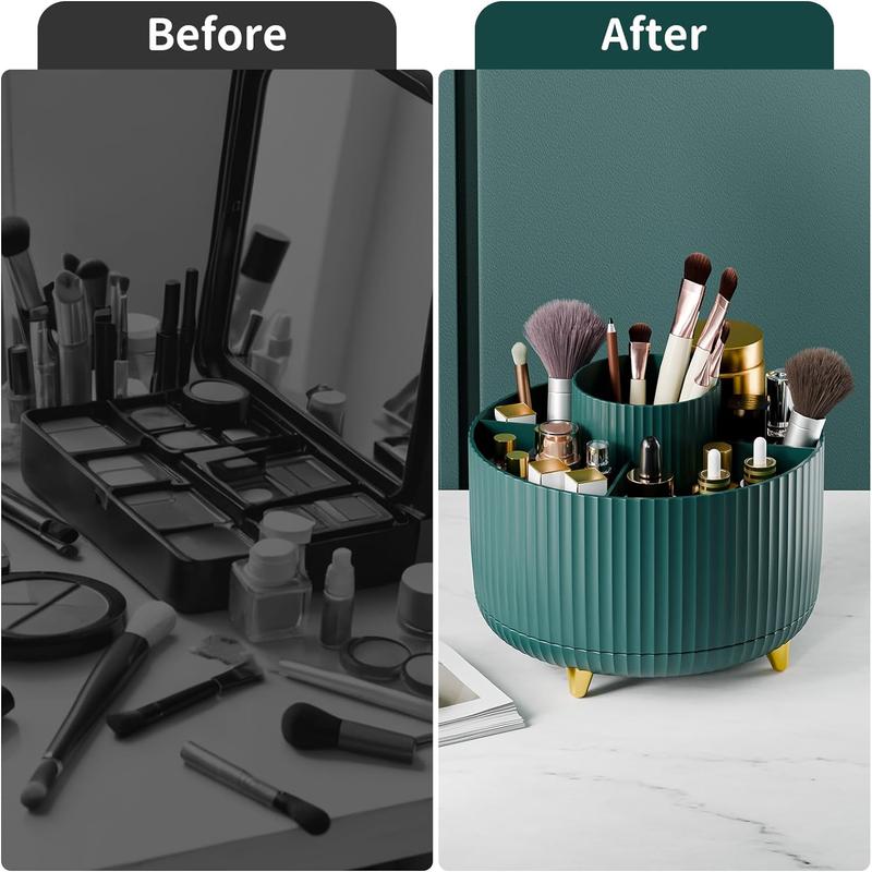 360° Rotate Makeup Brush Holder Organizer, Makeup Organizers Countertop, Makeup organization and Skincare Storage for Vanity, Desktop, Bathroom (Green)