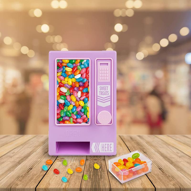 Cute Desktop Candy Dispenser,Mini Vending Machine,Party Table Top Box,Ideal Favors for Celebrations,Black Dark Pink Clear Purple Red