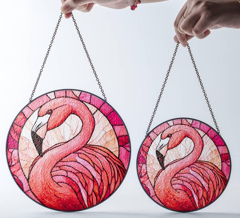 Flamingo Stained Glass Sun Catcher Bird Light Catcher Window Hanging Flamingo Home Decoration