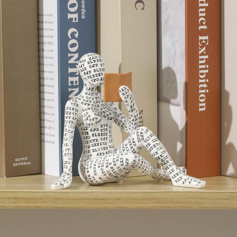 Reading Woman Design Resin Ornament, 1 Count Creative Modern Female Sculpture Decoration Craft For Desktop Bookshelf Home Decor