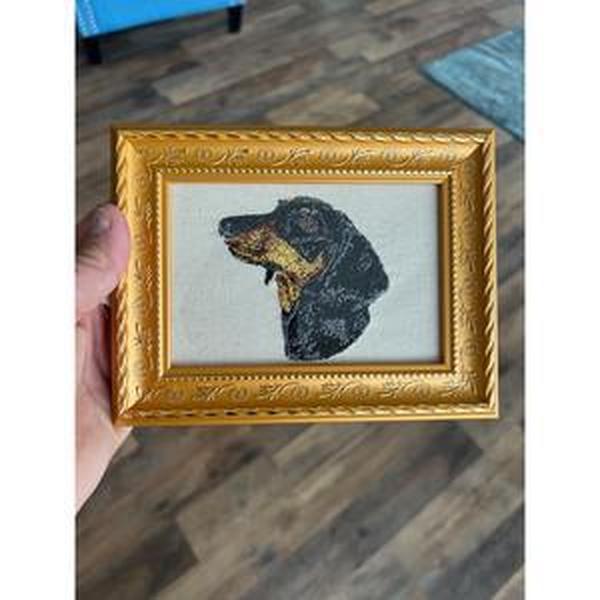 Dachshund Machine Embroidered and Framed!  Other Designs Available!