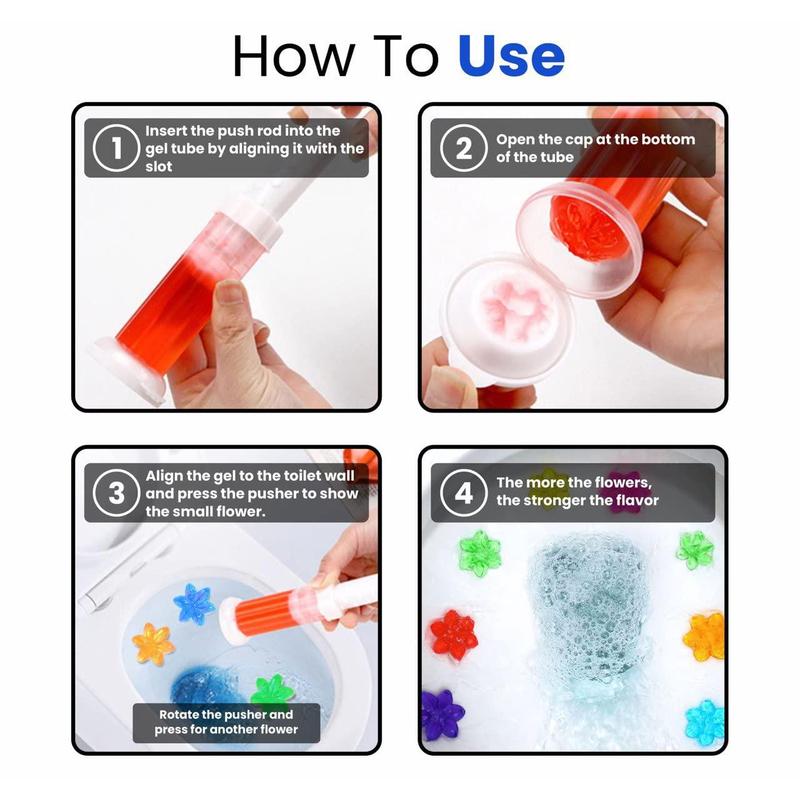 Toilet Cleaner, 6 Counts box  Flower Shaped Stain Removal Cleaning Air Freshener, Flower Gel Toilet Push Type Bubble Cleaner for Home Kitchen Bathroom Dormitory