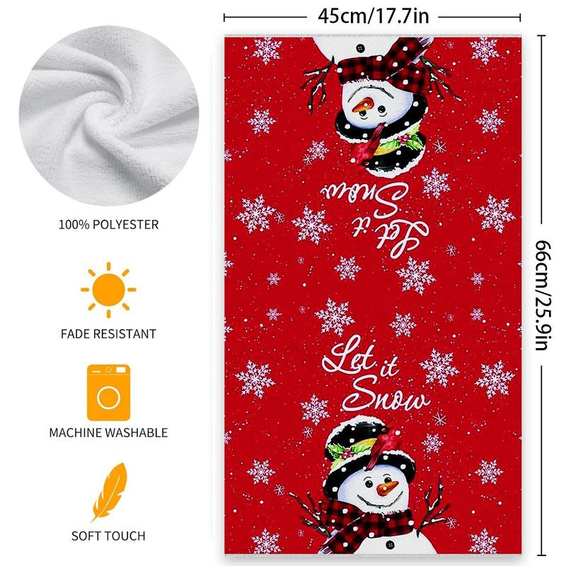 Cartoon Christmas Theme Towel, 1 Count Soft Absorbent Hand Towel, Household Bathroom Towel, Kitchen Towel, Housewarming Gift