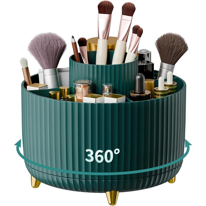 360° Rotate Makeup Brush Holder Organizer, Makeup Organizers Countertop, Makeup organization and Skincare Storage for Vanity, Desktop, Bathroom (Green)