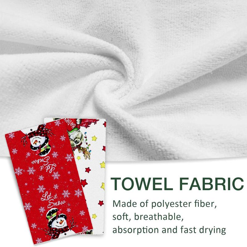 Cartoon Christmas Theme Towel, 1 Count Soft Absorbent Hand Towel, Household Bathroom Towel, Kitchen Towel, Housewarming Gift