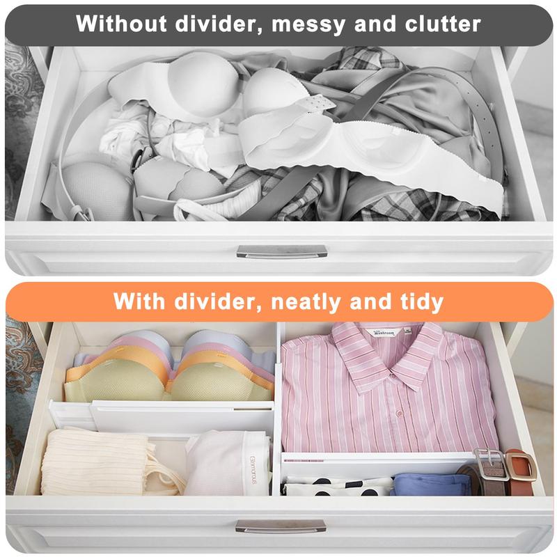 Drawer Divider, 8pcs Adjustable Drawer Organizer, Expandable Kitchen Drawer Organizer, Home Organizer for Clothes, Kitchen, Bedroom