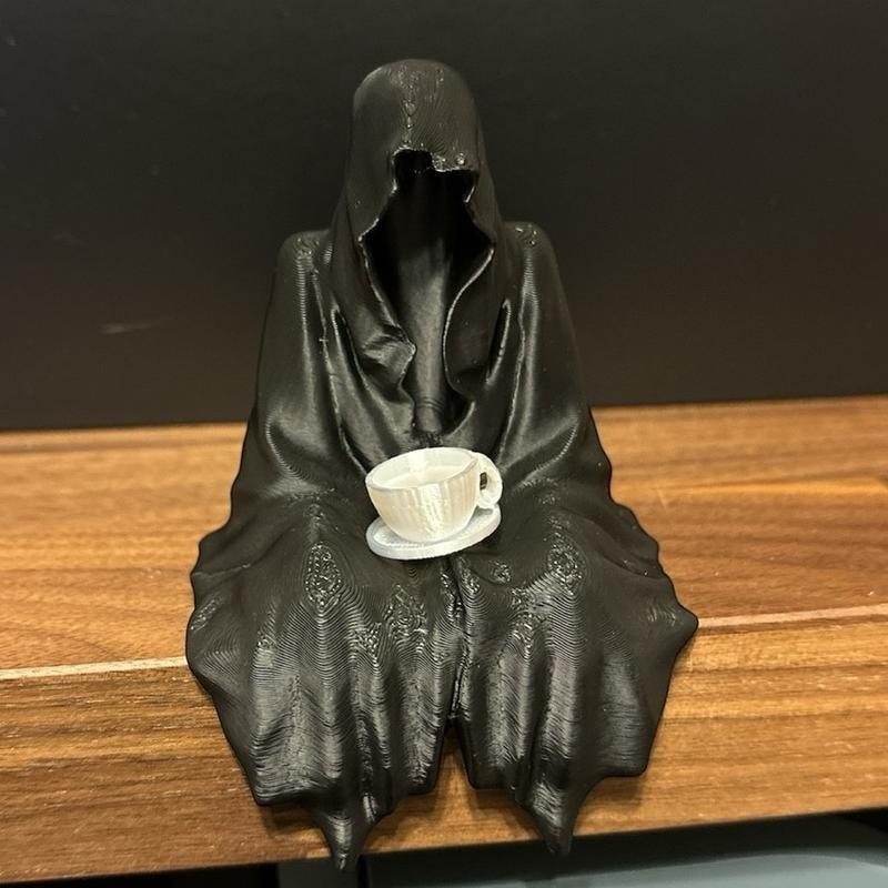 3D Printed sitting ghost book decor nook suriel hooded figure sitting figurine Decoration Eye Spooky