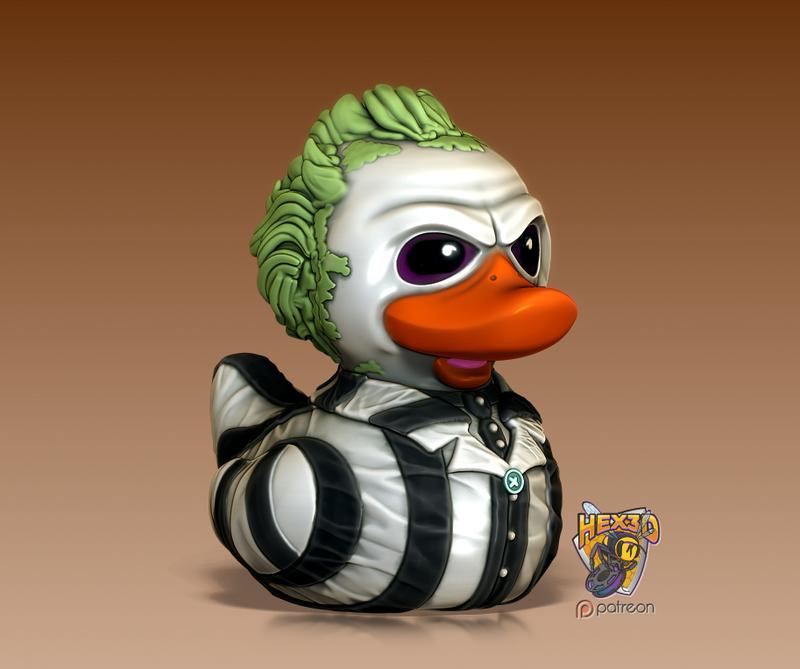 3D Printed Beetlejuice Figurine for Duck Collectors and More - Quirky Home Decor by Hex3D Gift Halloween jeep duck