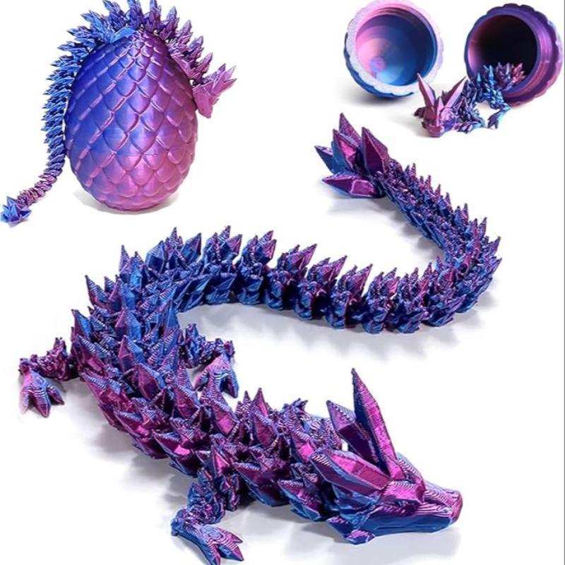 3D Printed Crystal Dragon, 1 Set Including Creative Dragon Egg & Dragon Ornament, Desktop Decoration Ornament, Home Decor Supplies for Living Room Bedroom