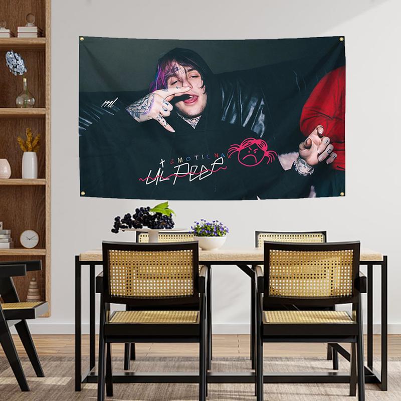 Rap Singer Music Poster Lil Singer Peep Tapestry 3X5 Feet Home Decoration Tapestry Bedroom, Living Room, University Dormitory Decoration Available for Indoor and Outdoor Use