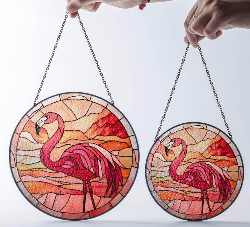 Flamingo Stained Glass Sun Catcher Bird Light Catcher Window Hanging Flamingo Home Decoration