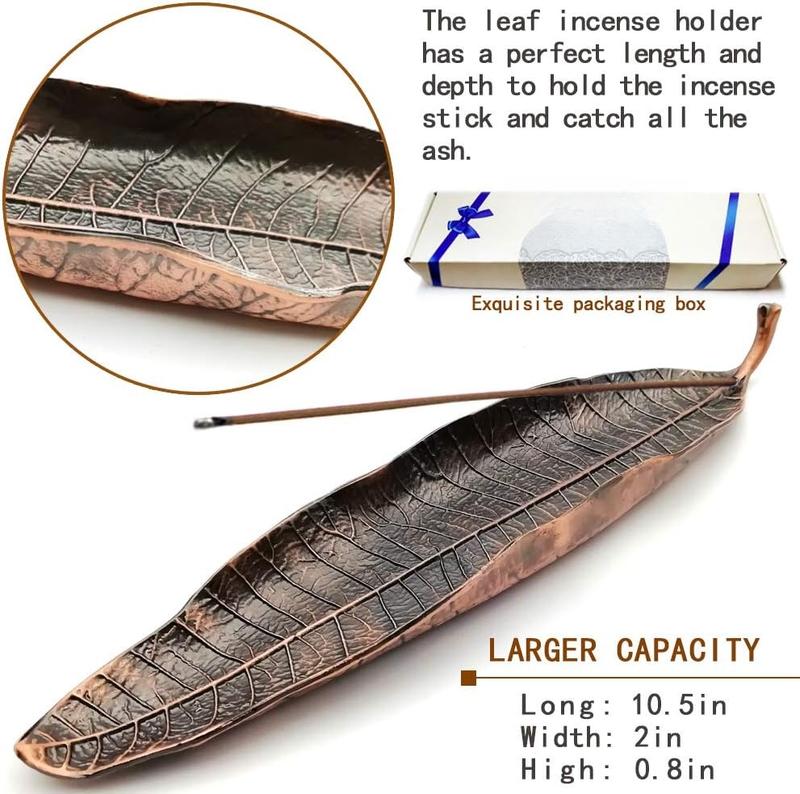 Incense Holder Set - Leaf and Snail Incense Burner,Incense Holders for Sticks Ash Catcher,Durable Zinc Alloy Materia,Modern  Design,Incense Ash Catcher Tray, for Meditation,Yoga,Home,Office