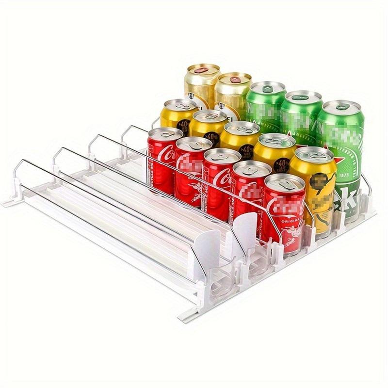 Refrigerator Self Pushing Beverage Dispenser, Adjustable Beverage Push Rod Slide, Easy To Clean Refrigerator Organizer for Storage Room & Kitchen