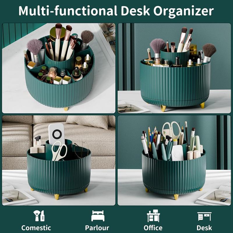 360° Rotate Makeup Brush Holder Organizer, Makeup Organizers Countertop, Makeup organization and Skincare Storage for Vanity, Desktop, Bathroom (Green)