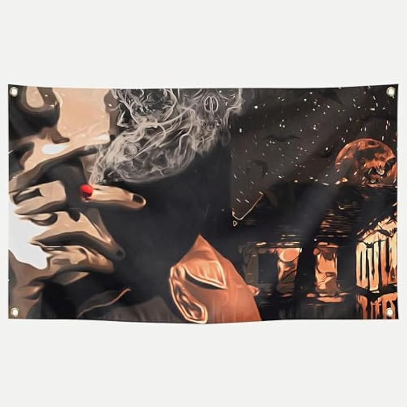 Generic Unique Hip Hop Style Rapper Peep Music Tapestries 5*6FT Bedroom Studio Bar Wall Musical Club