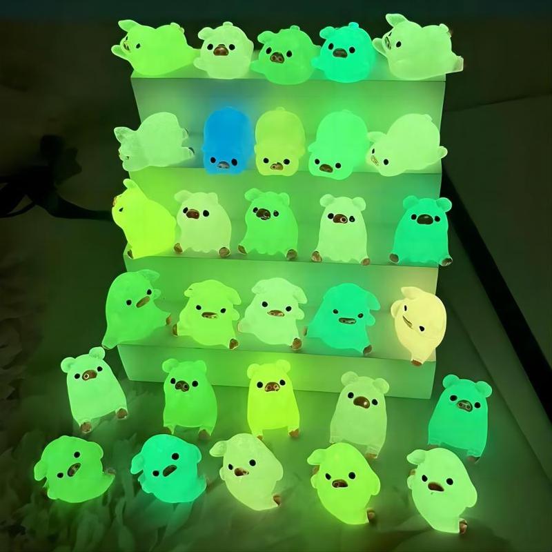 Mini Glowing Pig Design Ornament, 24pcs 36pcs Cute Resin Desk Ornament, Home Decor Supplies for Indoor & Outdoor Garden