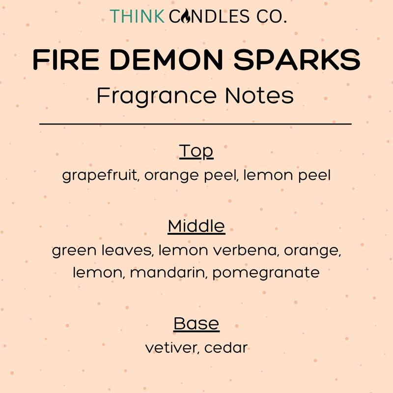 Fire Demon Sparks Candle | Hand Poured Vegan Wax Blend Candle | 9 oz, 4 oz, 2 oz Snap Bar