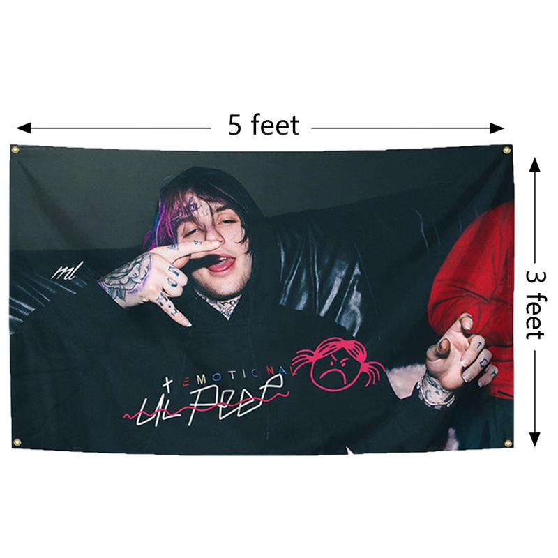 Rap Singer Music Poster Lil Singer Peep Tapestry 3X5 Feet Home Decoration Tapestry Bedroom, Living Room, University Dormitory Decoration Available for Indoor and Outdoor Use