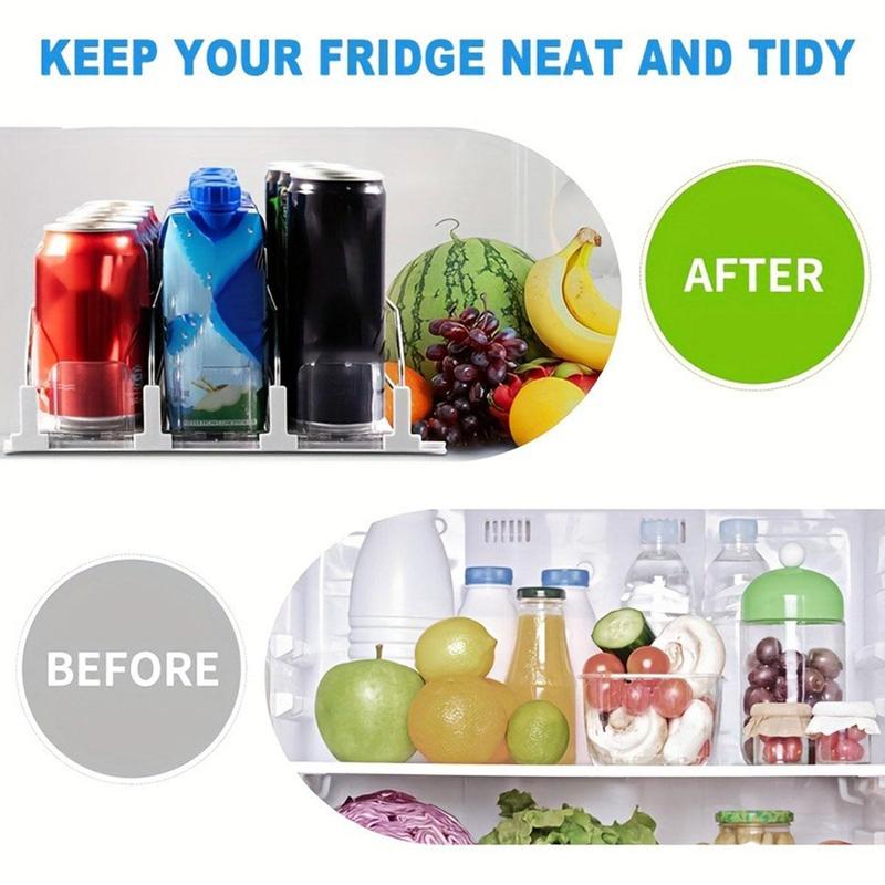 Refrigerator Self Pushing Beverage Dispenser, Adjustable Beverage Push Rod Slide, Easy To Clean Refrigerator Organizer for Storage Room & Kitchen