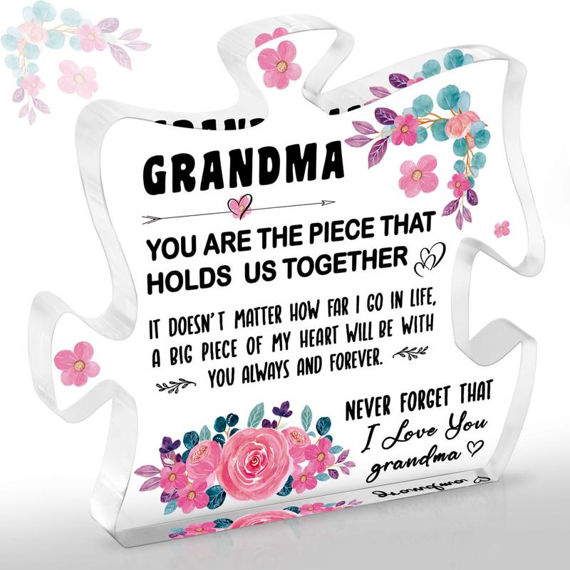 Acrylic Puzzle Grandma Statue, Transparent Home Decoration, Summer Gift, Creative Gift For Grandma Christmas gift