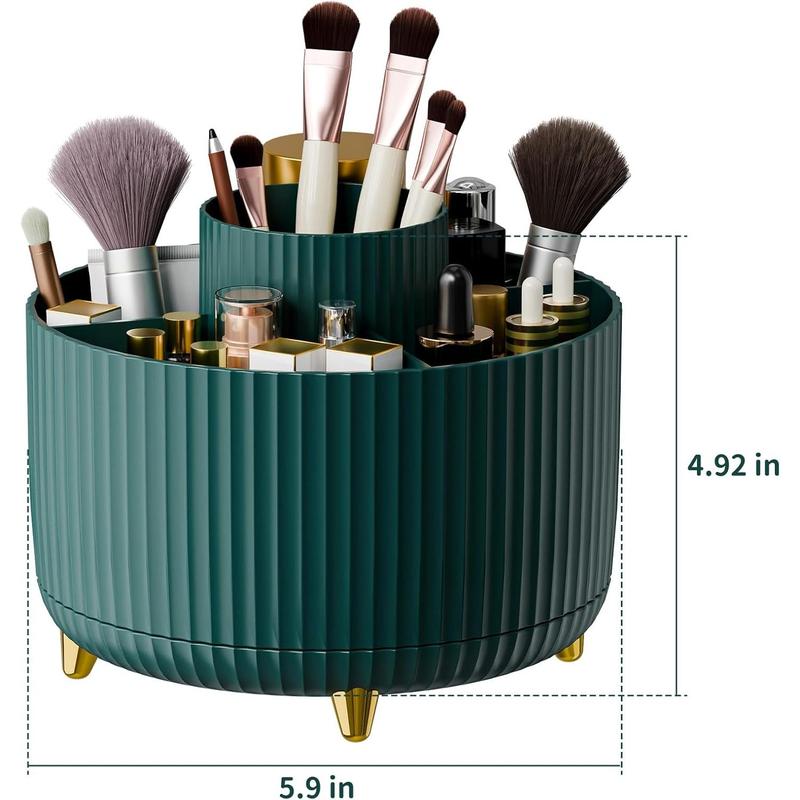 360° Rotate Makeup Brush Holder Organizer, Makeup Organizers Countertop, Makeup organization and Skincare Storage for Vanity, Desktop, Bathroom (Green)