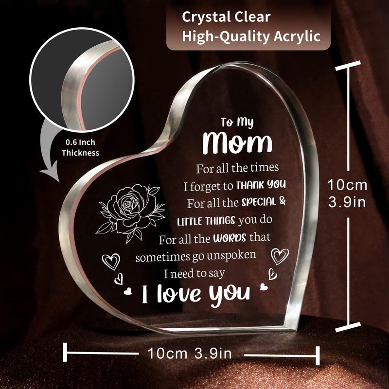 Gifts for Mom, Mom Christmas Gifts - Acrylic Keepsake 3.9x3.9 Inch - I Love You Mom Birthday Gifts from Son - Best Mothers Day Valentines Day Gifts for Mom