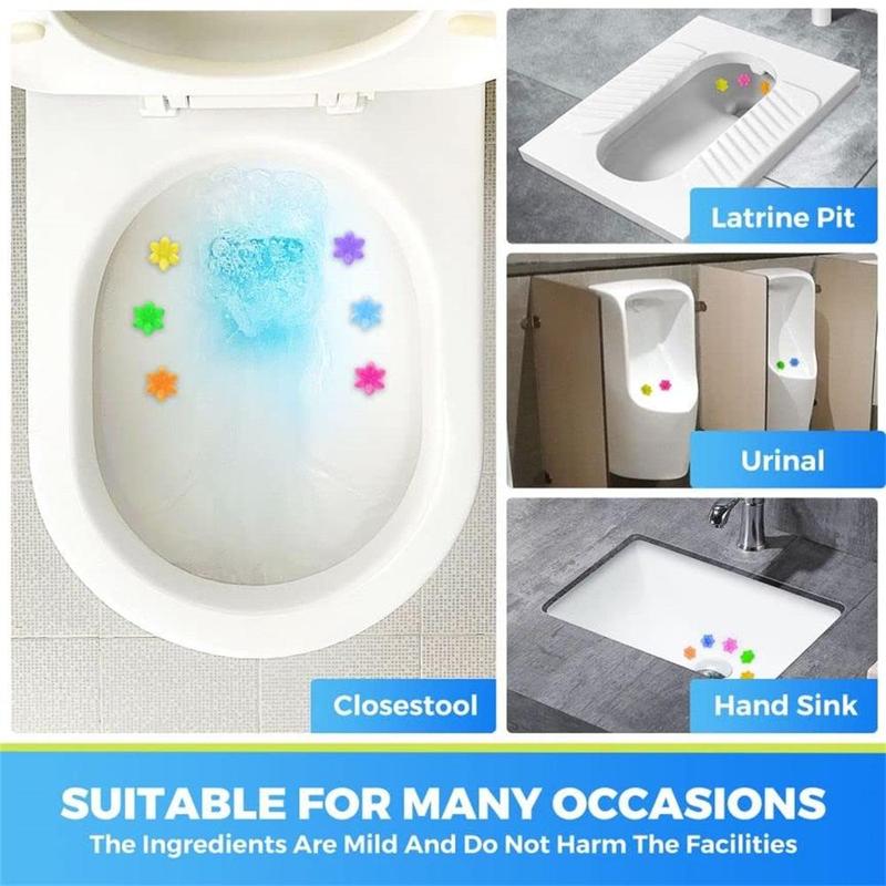 Toilet Cleaner, 6 Counts box  Flower Shaped Stain Removal Cleaning Air Freshener, Flower Gel Toilet Push Type Bubble Cleaner for Home Kitchen Bathroom Dormitory