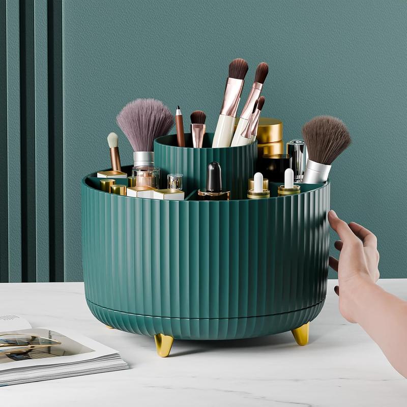 360° Rotate Makeup Brush Holder Organizer, Makeup Organizers Countertop, Makeup organization and Skincare Storage for Vanity, Desktop, Bathroom (Green)