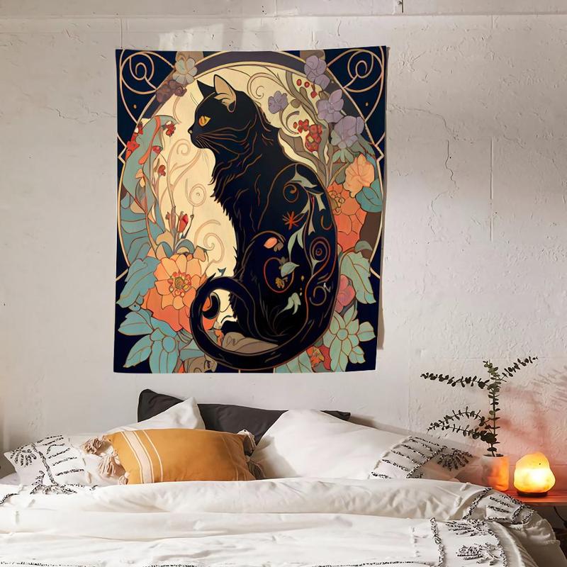 Cartoon Cat Pattern Tapestry, 1 Count Wall Hanging Blanket, Backdrop Decoration for Home Bedroom Living Room